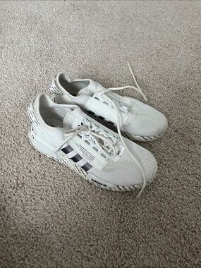 adidas White Sneakers with Black Three-Stripes Accent 6.5